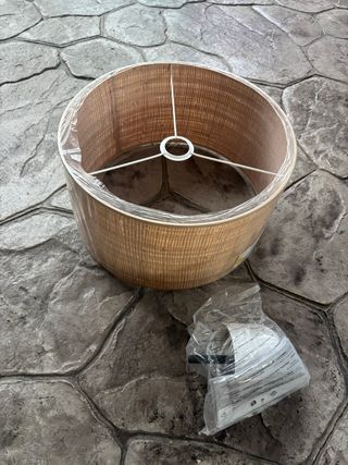 Pantalla de lámpara ratán beige y marrón