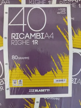 Ricambi A4 Righe 1R 80gr (40 fogli) - set da 6