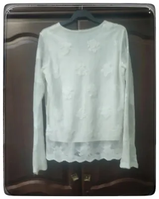 Blusa de encaje blanco manga larga