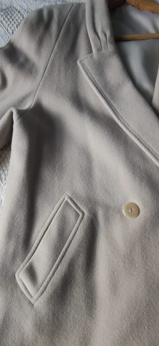 Abrigo largo de paño cachemir beige