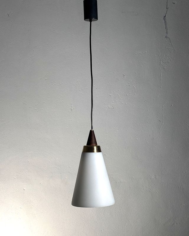 Lampadario modernariato vetro smerigliato anni '60