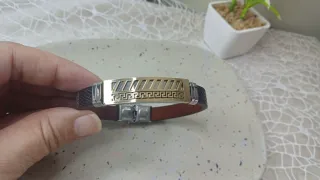 Pulsera Piel y Acero Greca Hombre