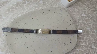 Pulsera Piel y Acero Greca Hombre