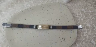 Pulsera Piel y Acero Greca Hombre