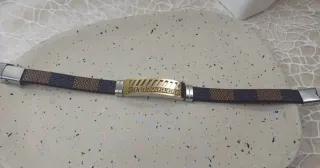 Pulsera Piel y Acero Greca Hombre