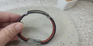 Pulsera Piel y Acero Greca Hombre