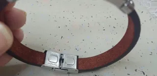 Pulsera Piel y Acero Greca Hombre