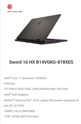 Pacchetto Gaming MSI SWORD 16 HX + Monitor MSI MAG 255F