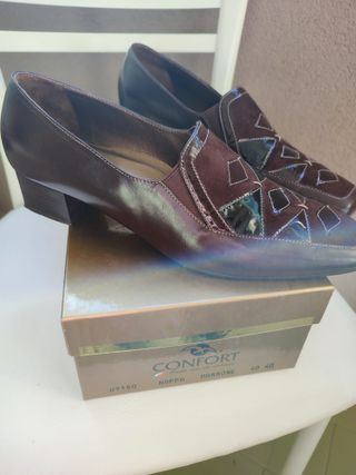 Scarpe donna Confort nappa marrone tg 40