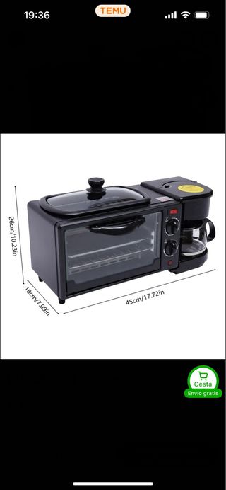 Máquina multifuncional/ Cafetera, Horno y Plancha