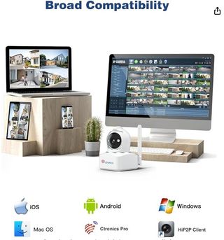 Ctronics 4MP 3G 4G LTE Cámara Vigilancia Interior