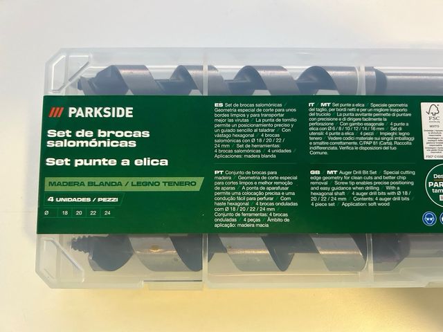 Set di 4 punte da trapano per legno Parkside Solomonical