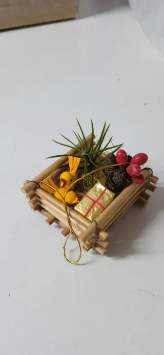 Adorno árbol navidad bambú y madera