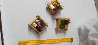 Adorno árbol navidad bambú y madera