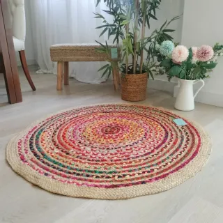 Alfombra Redonda Yute Natural Multicolor