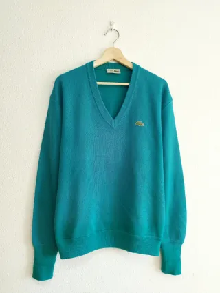 Jersey Lacoste V-Neck Teal Vintage