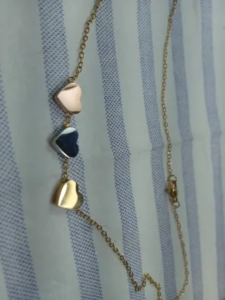 Collana con tre cuori oro e argento