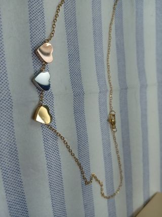Collana con tre cuori oro e argento