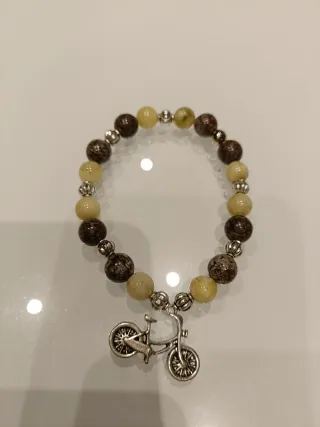 Bracciale pietre dure naturali con ciondolo bici