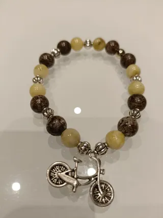 Bracciale pietre dure naturali con ciondolo bici