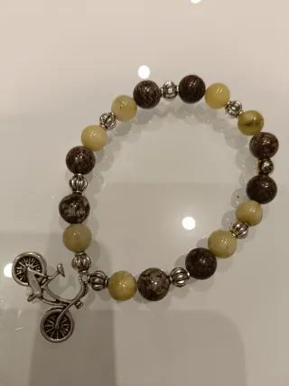 Bracciale pietre dure naturali con ciondolo bici