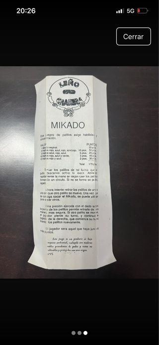 Juego Mikado de madera con palitos de colores