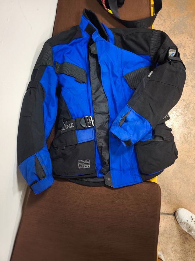 Chaqueta de moto Motoline azul y negra talla M