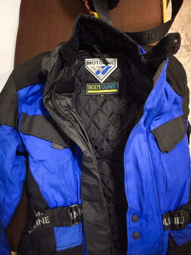 Chaqueta de moto Motoline azul y negra talla M