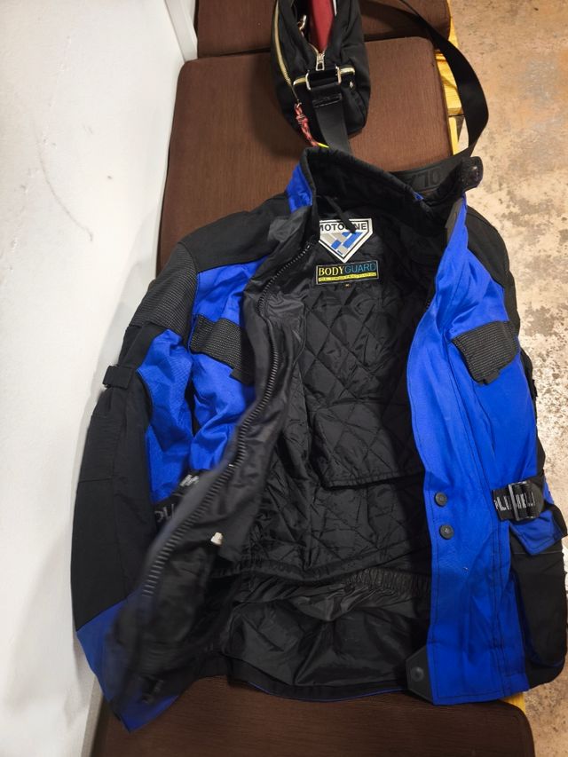 Chaqueta de moto Motoline azul y negra talla M