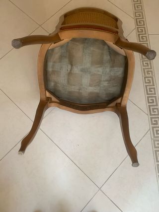 4 Sillas Luis XV Madera y Terciopelo Rojo