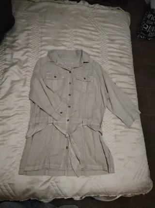 Vestido caki manga 3/4