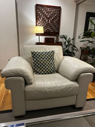 Butaca Natuzzi Cuero Blanco