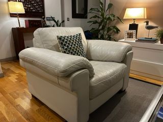 Butaca Natuzzi Cuero Blanco