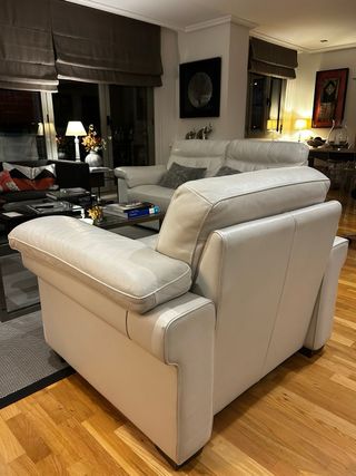 Butaca Natuzzi Cuero Blanco