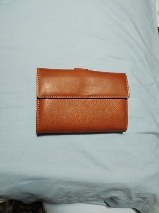 Cartera de piel mujer marrón