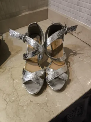 Zapatos plateados tacón mujer talla 35
