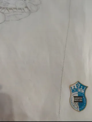 Lenzuola matrimoniali misto lino ricamate + federe