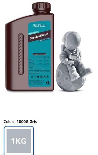 Resina SUNLU 1KG Estándar 405nm UV. Gris