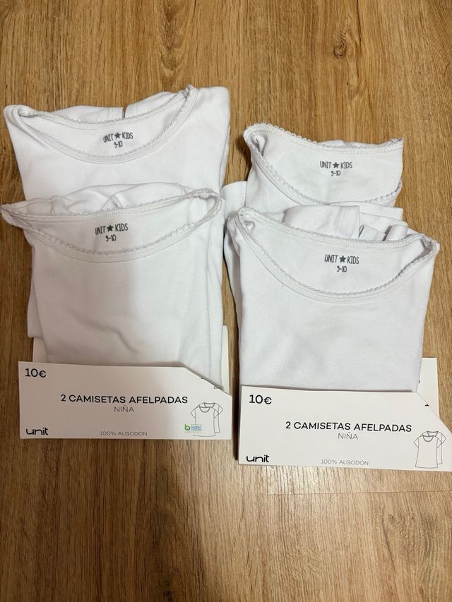 Pack 4 Camisetas Interiores Manga Corta Blancas