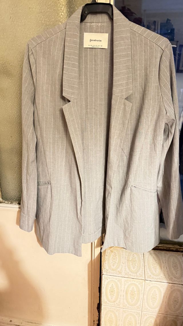 Blazer Stradivarius Raya Diplomática Gris XL