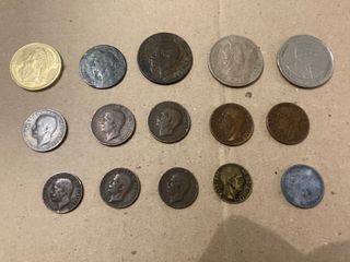Lote 15 monedas antiguas extranjeras