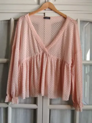 Blusa plumeti transparente rosa T.L