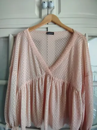 Blusa plumeti transparente rosa T.L