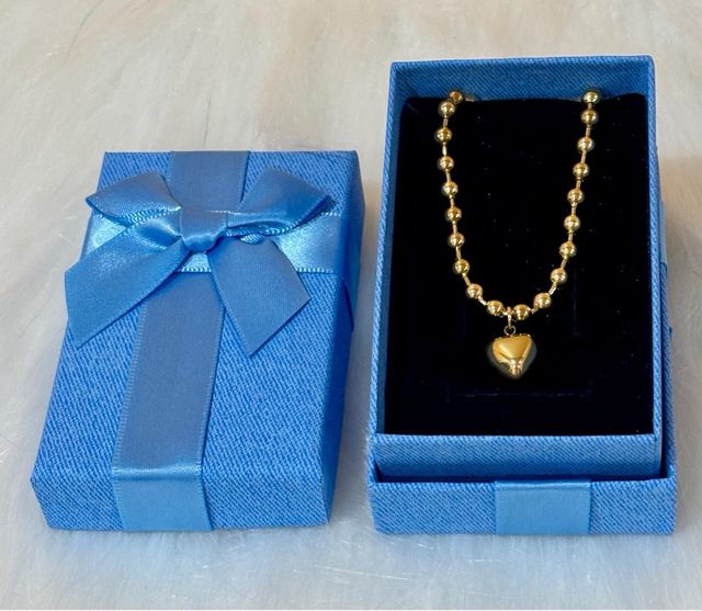 Pulsera Acero Inoxidable Corazón Dorado