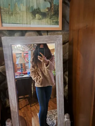 Pelliccia ecologica beige/rosa taglia unica