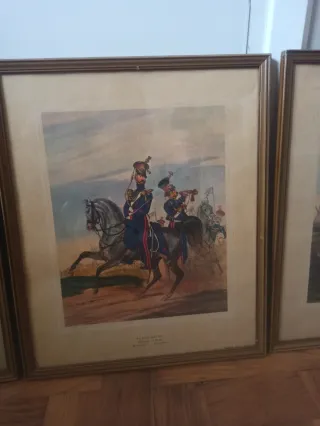 Set di 4 dipinti con cavalli militari