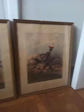 Set di 4 dipinti con cavalli militari