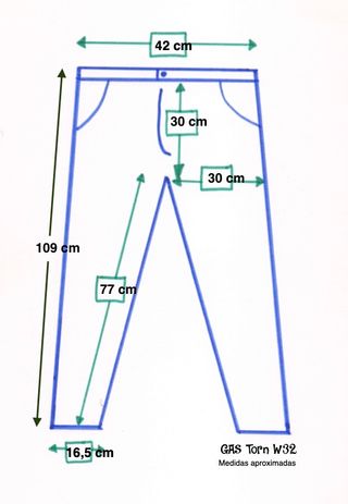 Gas Torn. Pantalón vaquero azul. W32