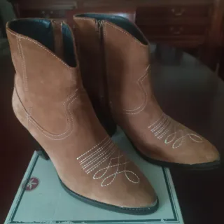 Botines Cortefiel Piel Puntera Metálica Marrones