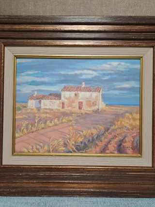 Cuadro paisaje rural con casas